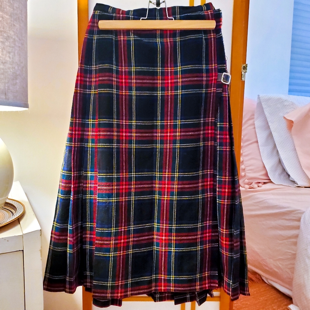 Scottish, Stewart Black, Vintage Tartan Skirt - authentic and handmade
